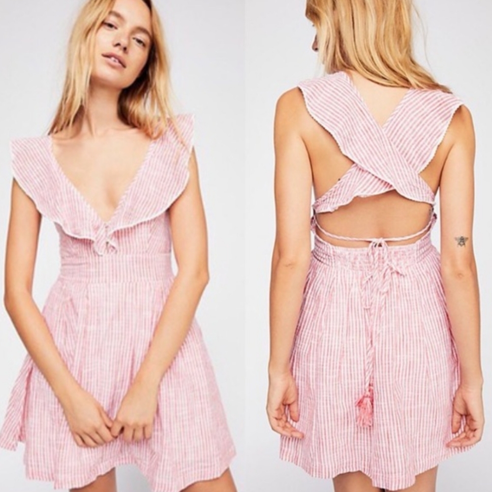 Free People Heartlines striped mini dress S
